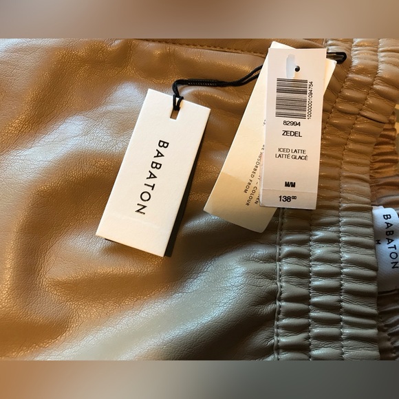 New - Aritzia Babaton Faux Leather Jogger Pant in Iced Latte Size M - Picture 14 of 14